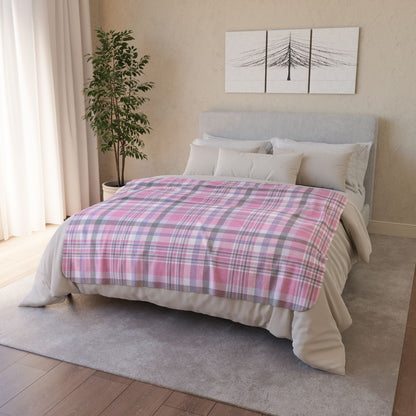 50" × 60" Grey Cupiosexual Pride Plaid Fleece Sherpa Blanket