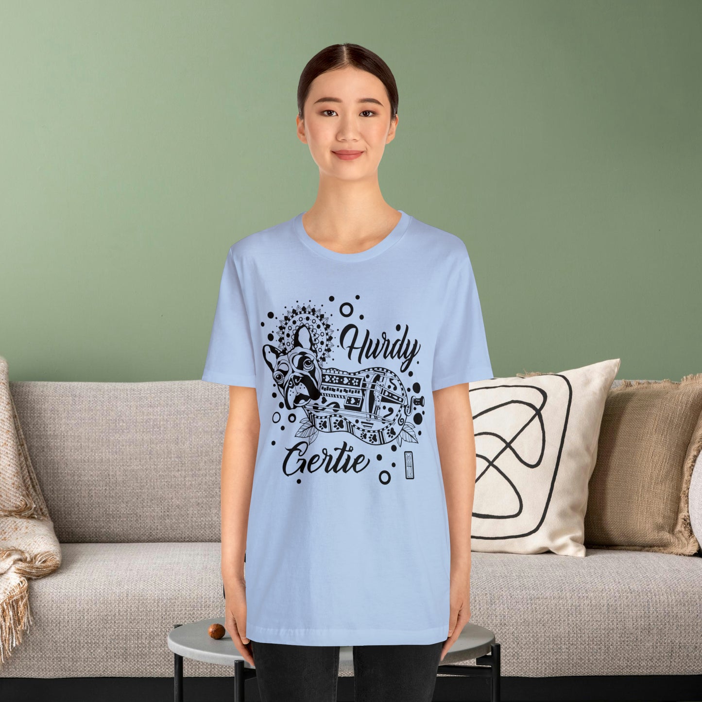 Hurdy Gertie Tee, Chemise Frenchton Dog Line Art