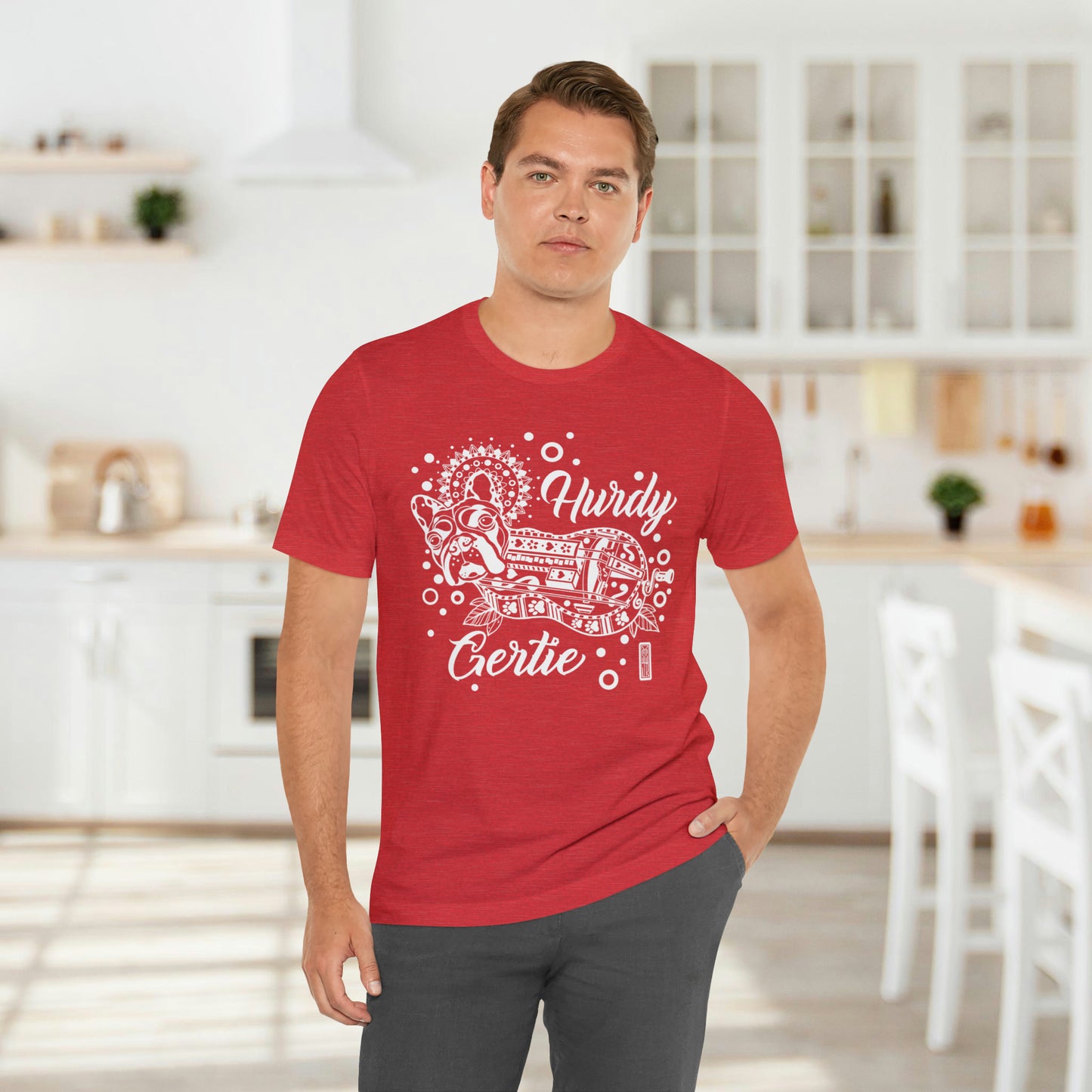 Hurdy Gertie Tee, Chemise Frenchton Dog Line Art