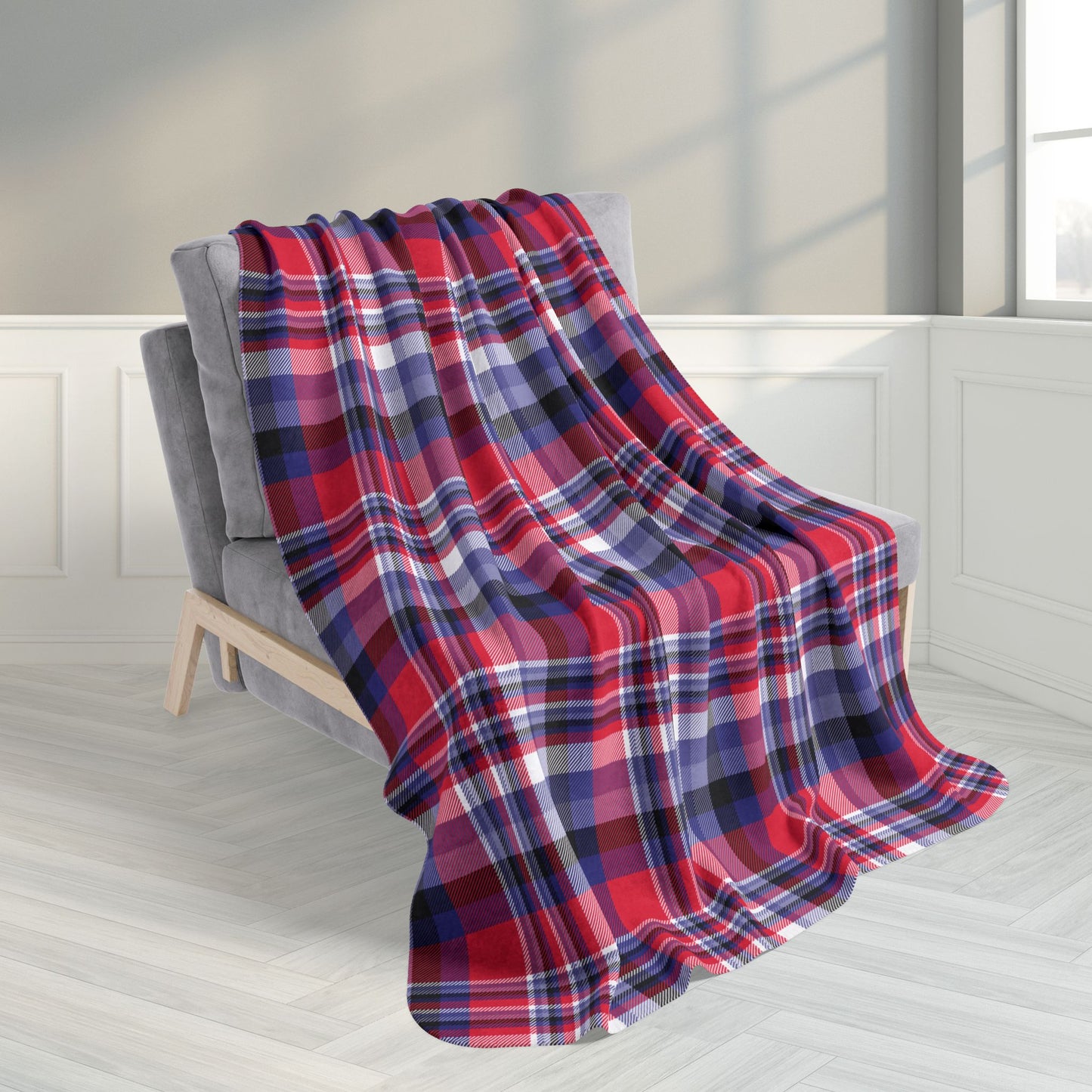 Nautical Red Plaid Fleece Sherpa Blanket