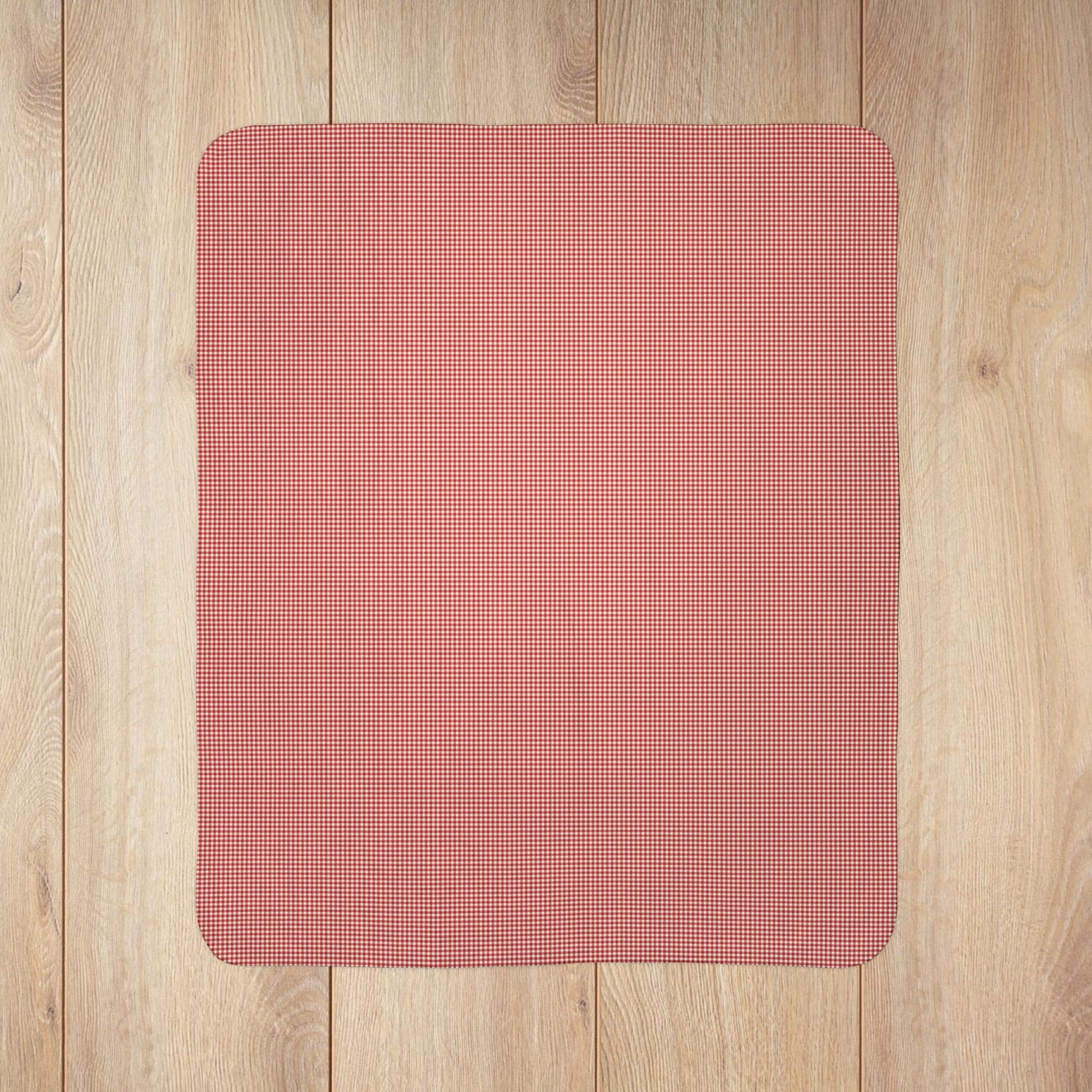 Red & Cream Gingham Fleece Sherpa Blanket