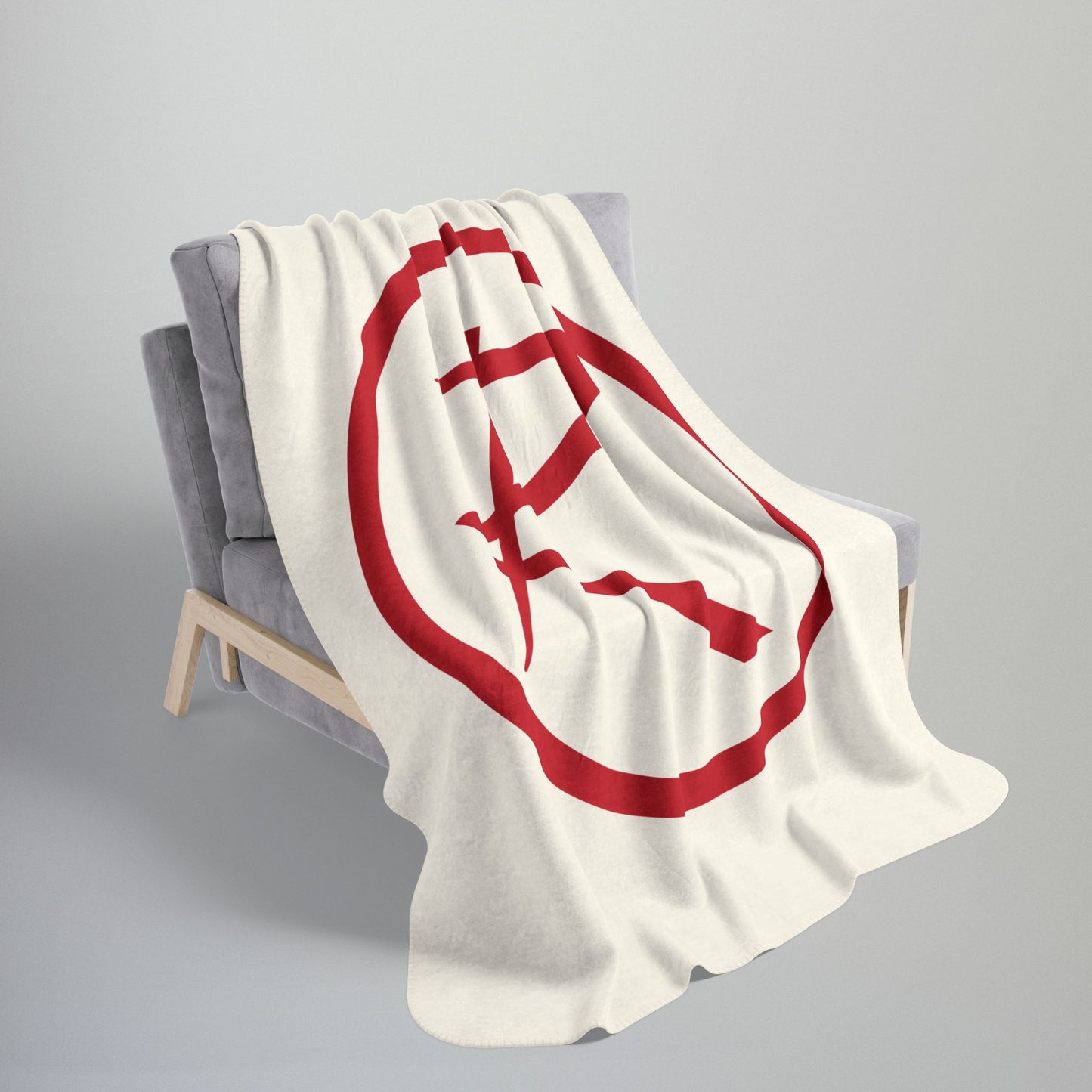 Rambler Red Logo Cream Fleece Sherpa Blanket