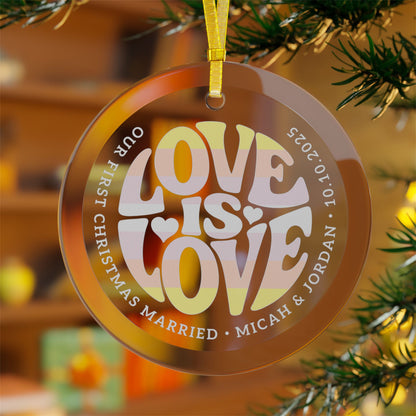 Custom Glass Love is Love Pangender Pride 3.5" Circle Ornaments