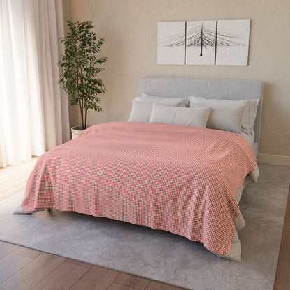60" × 80" Beige Strawberry & Cream Gingham Fleece Sherpa Blanket