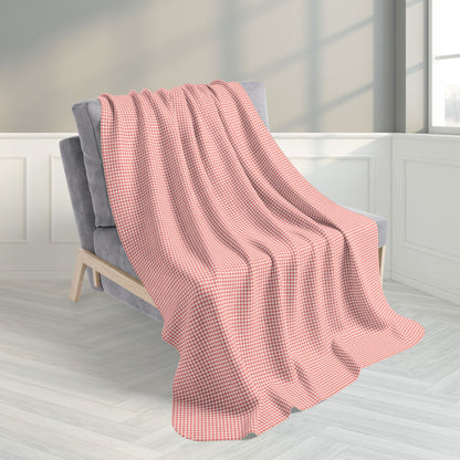 Strawberry & Cream Gingham Fleece Sherpa Blanket