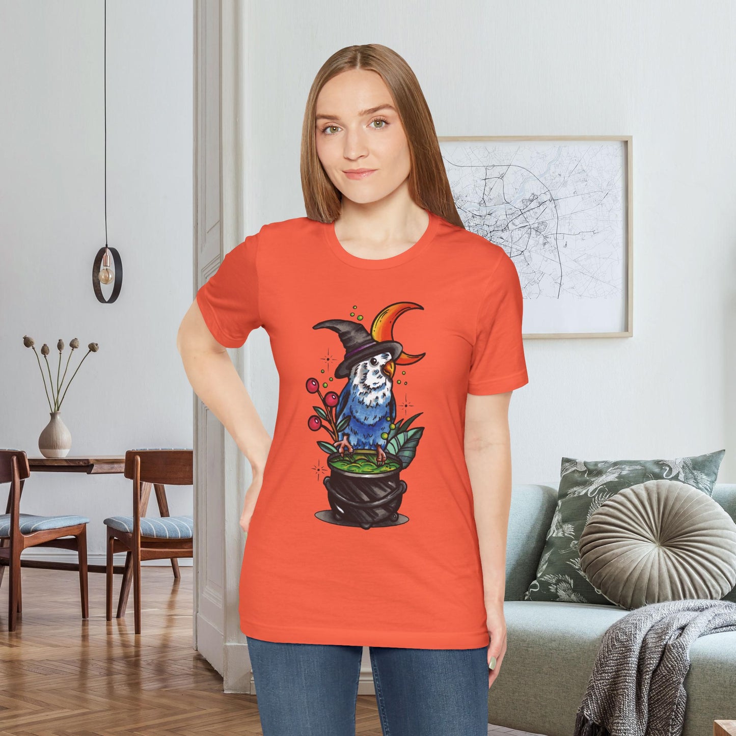 Lovebird Witch, Hand-Drawn & Hand-Colored Tee