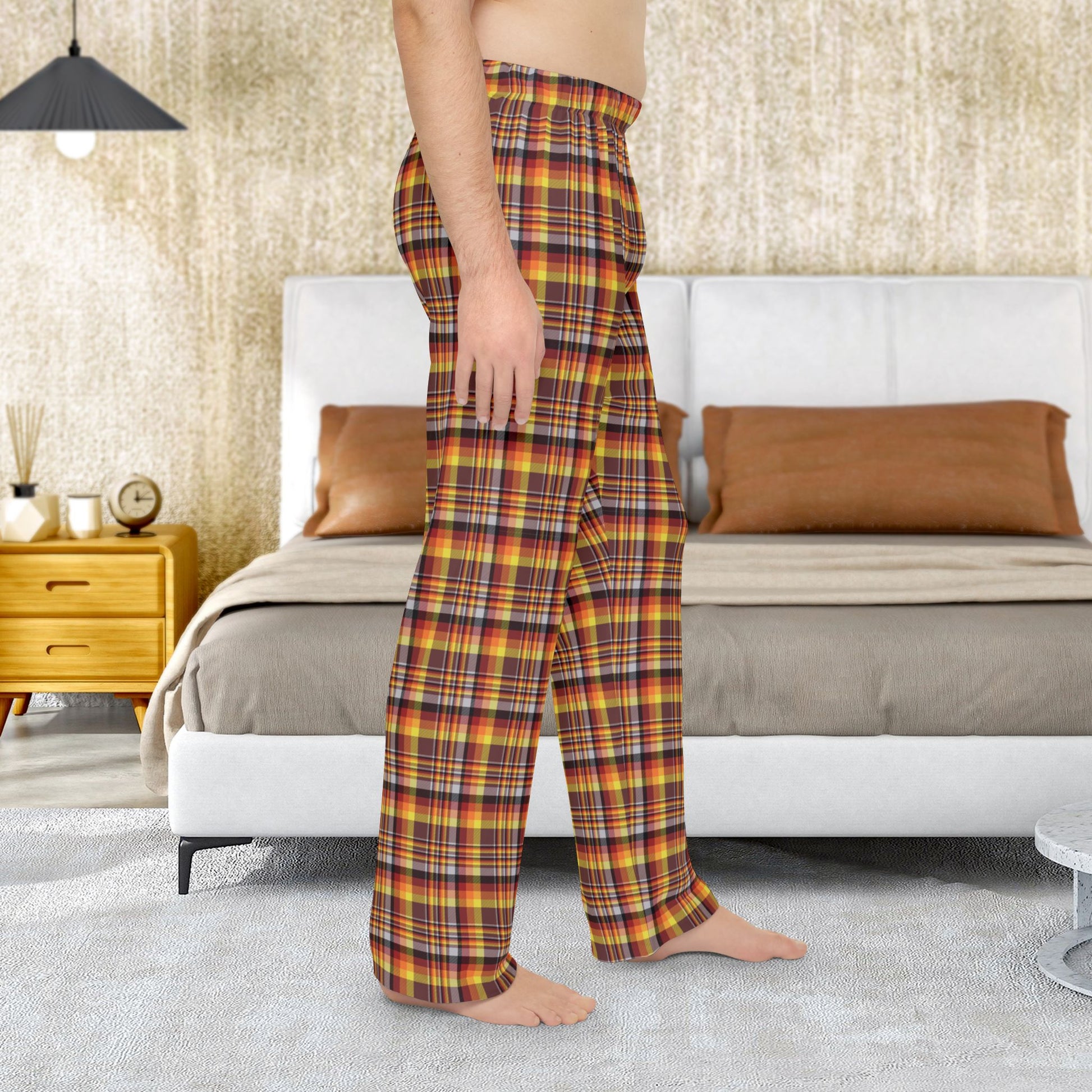 Men’s Brown, Orange & Red Mason OH Plaid Pajama Pants