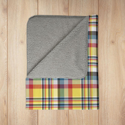 Yellow, Red & Teal Gurnee IL Plaid Fleece Sherpa Blanket