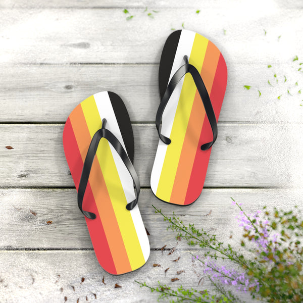 XL Black sole Lithromantic Pride Flip Flops