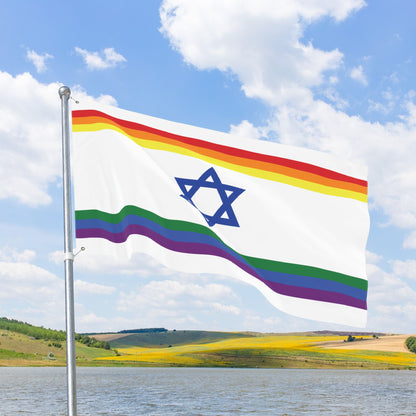 Israel Rainbow Pride Flag with Grommets