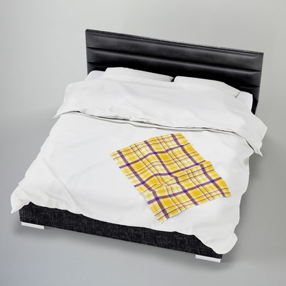 Intersex Pride Plaid Velveteen Plush Blanket
