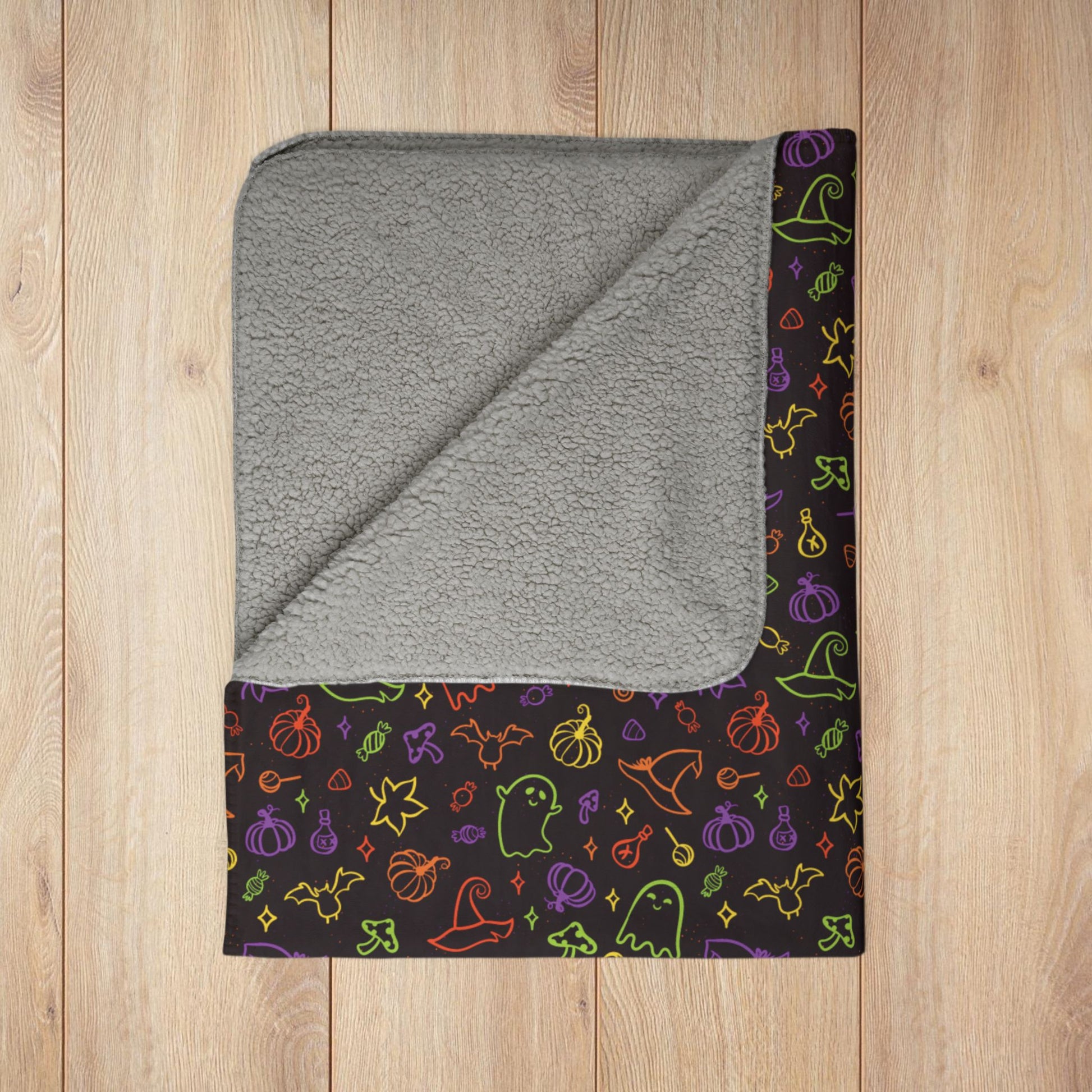 Halloween Fun Multiolor Pattern Fleece Sherpa Blanket