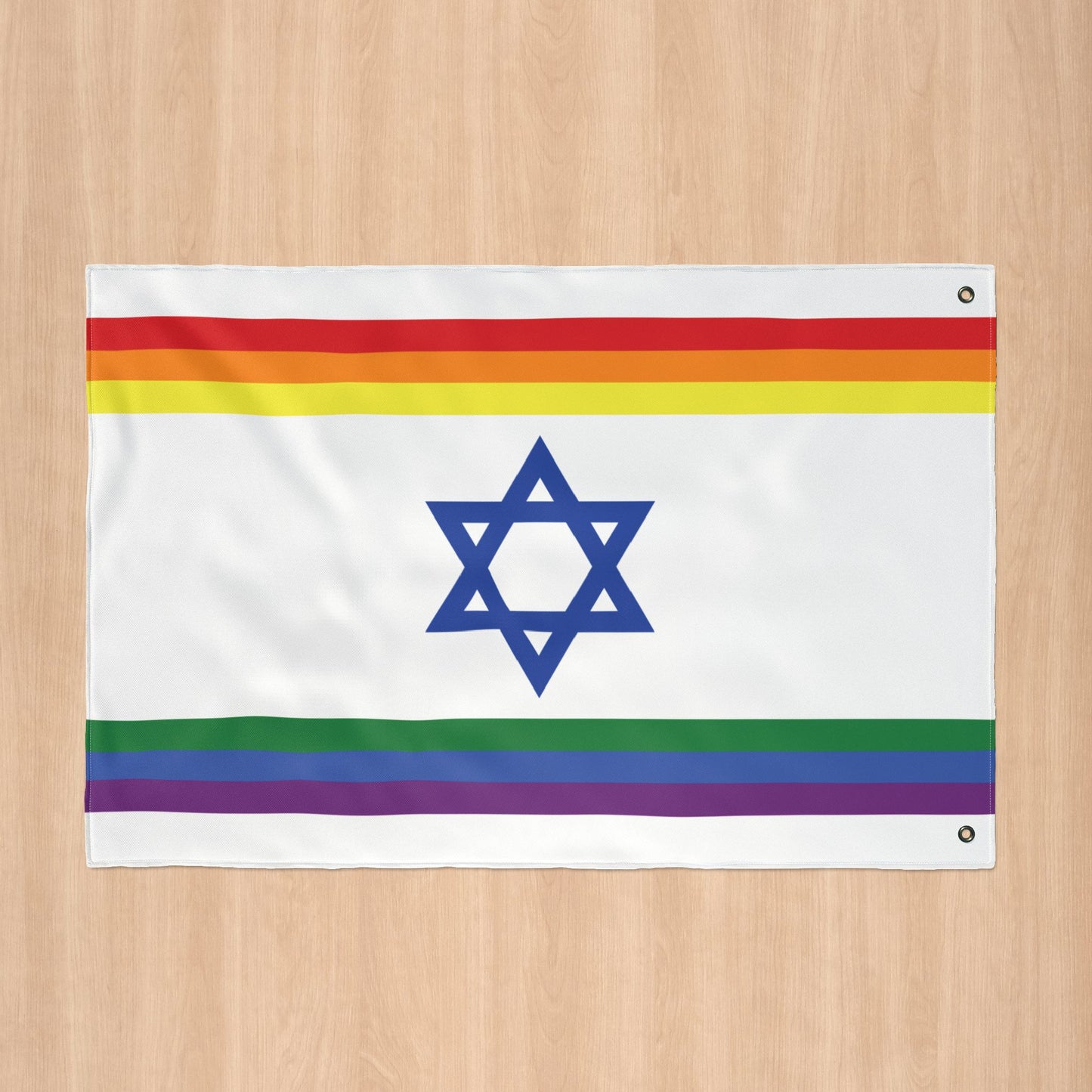 Israel Rainbow Pride Flag with Grommets