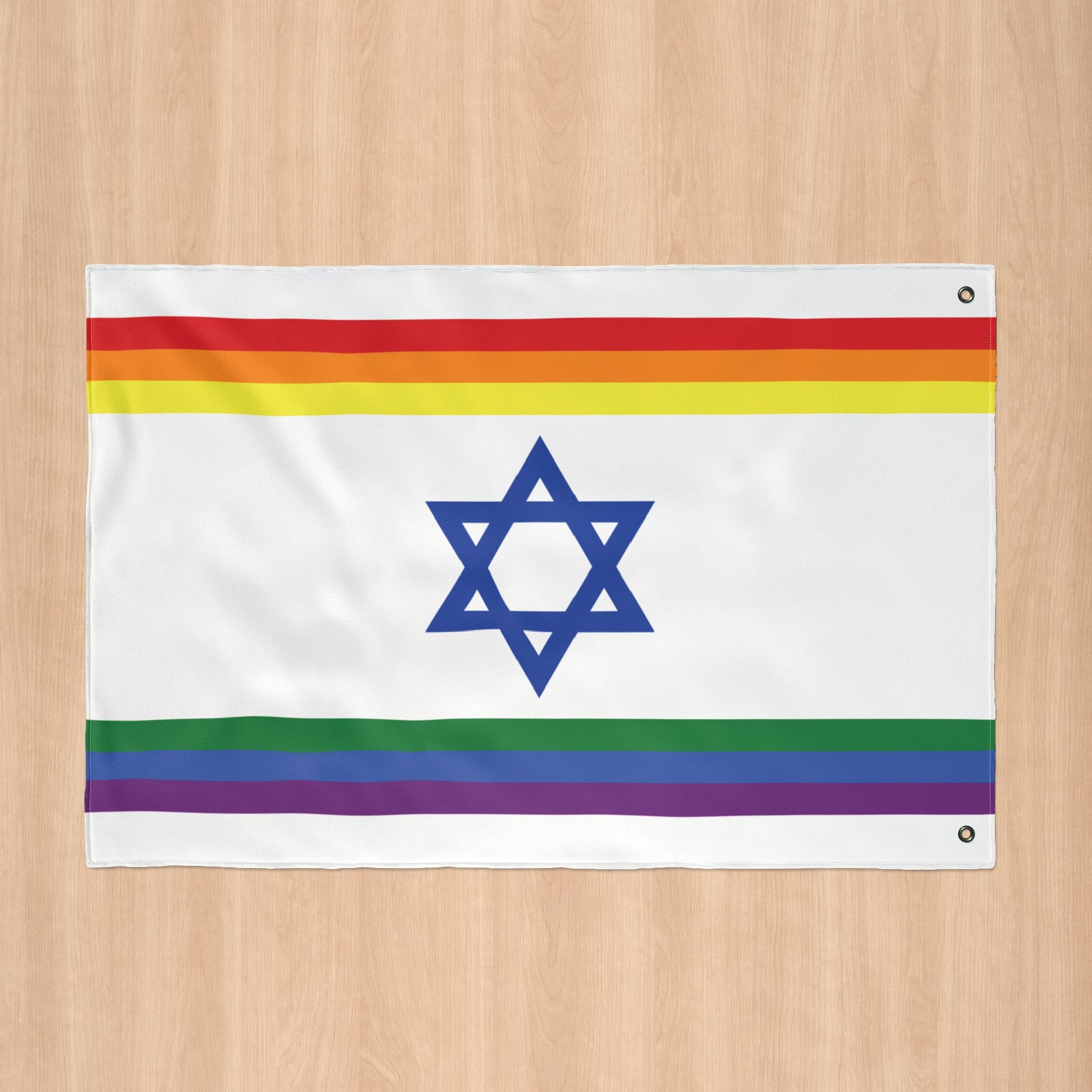 Israel Rainbow Pride Flag with Grommets