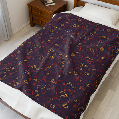 Halloween Maroon Multiolor Pattern Plaid Velveteen Plush Blanket