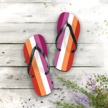 L Black sole Lesbian Pride Flip Flops