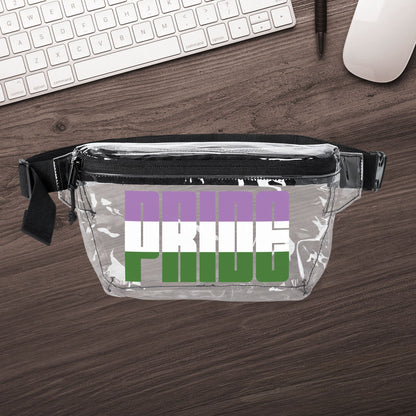 One size Clear Black Genderqueer Pride Clear Fanny Pack