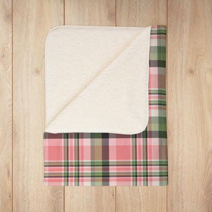 Christmas Pink & Green Plaid Fleece Sherpa Blanket