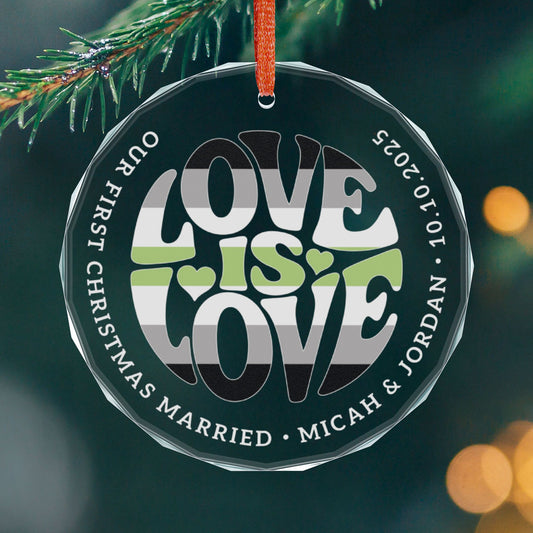 Round One size Custom Crystal Love is Love Agender Pride 3" Circle Ornament