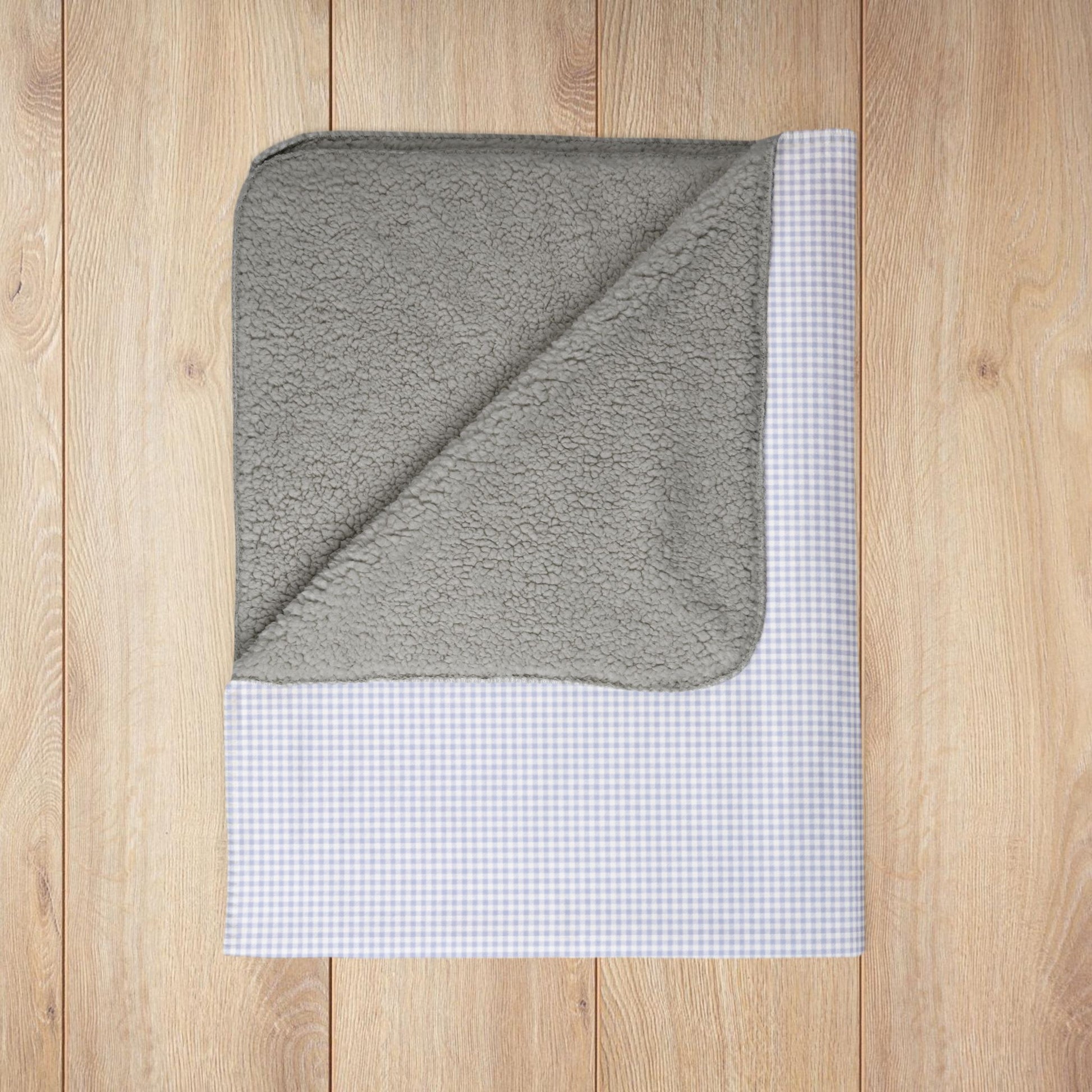 Lavender & White Gingham Fleece Sherpa Blanket