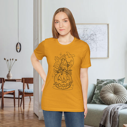 Lovebird on a Jack-o-Lantern, Line Art Tee