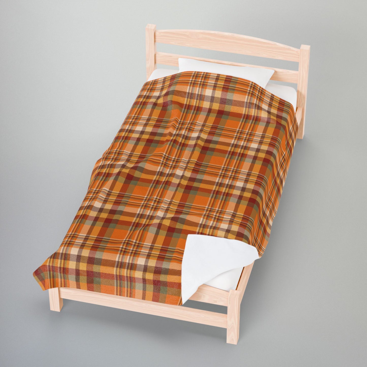 Autumn Orange Plaid Velveteen Plush Blanket