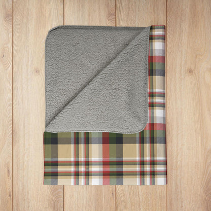 Christmas Black & Gold New Orleans LA Plaid Fleece Sherpa Blanket