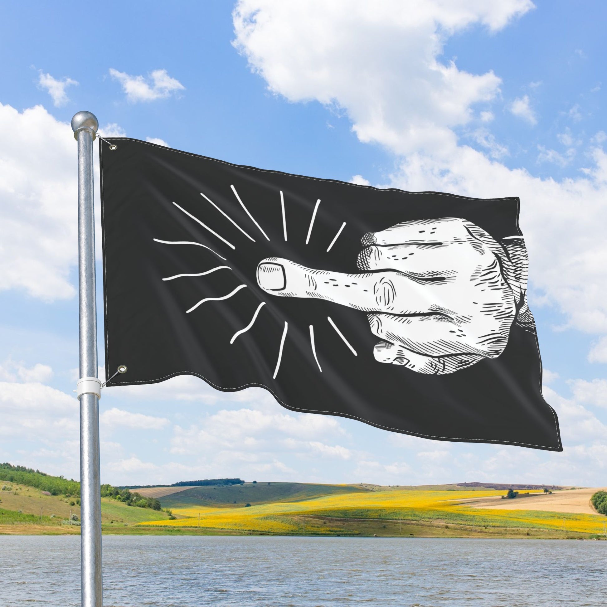 Middle Finger Flip-Off Flag, with Left or Right Side Grommets
