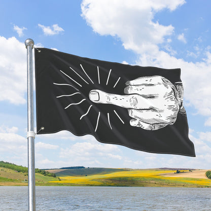 Middle Finger Flip-Off Flag, with Left or Right Side Grommets