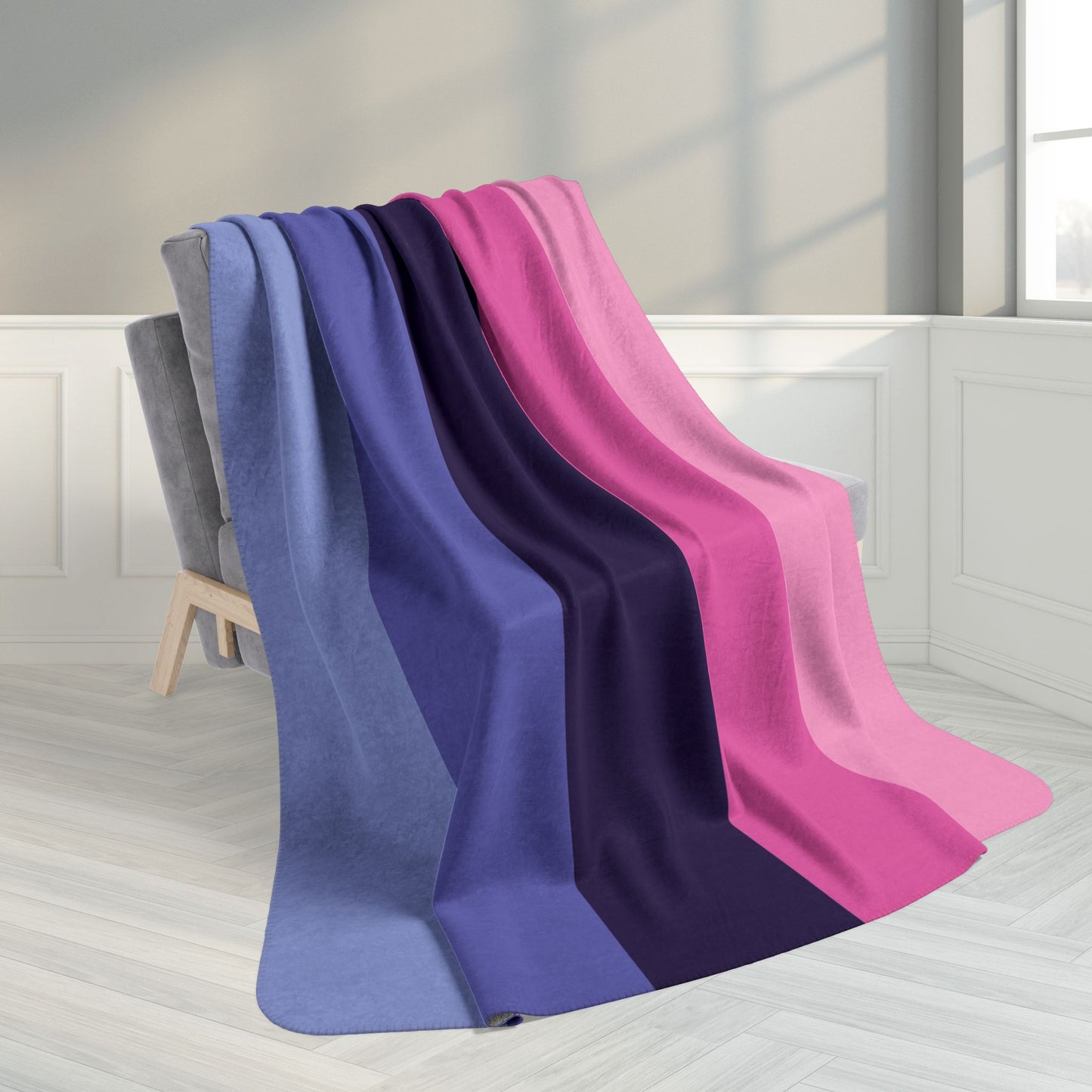 60" × 80" Grey Fleece Sherpa Omnisexual Pride Flag Blanket