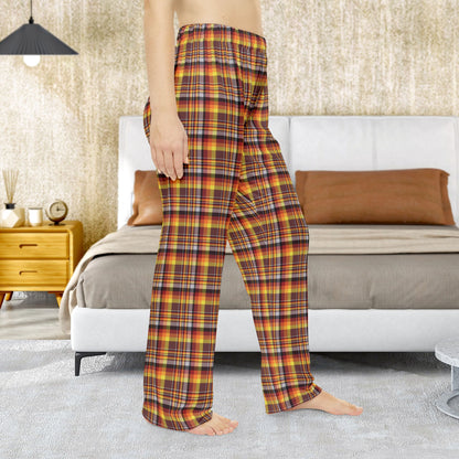 Women’s Brown, Orange & Red Mason OH Plaid Pajama Pants