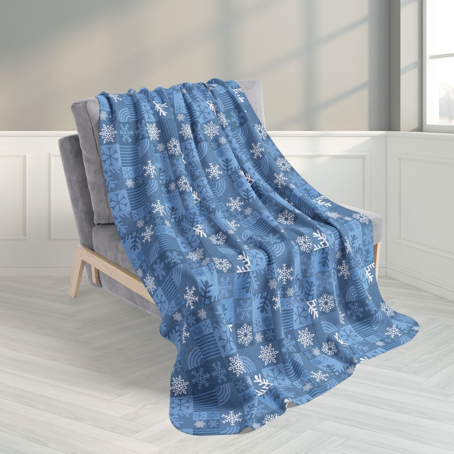 Winter Patchwork Fleece Sherpa Blanket