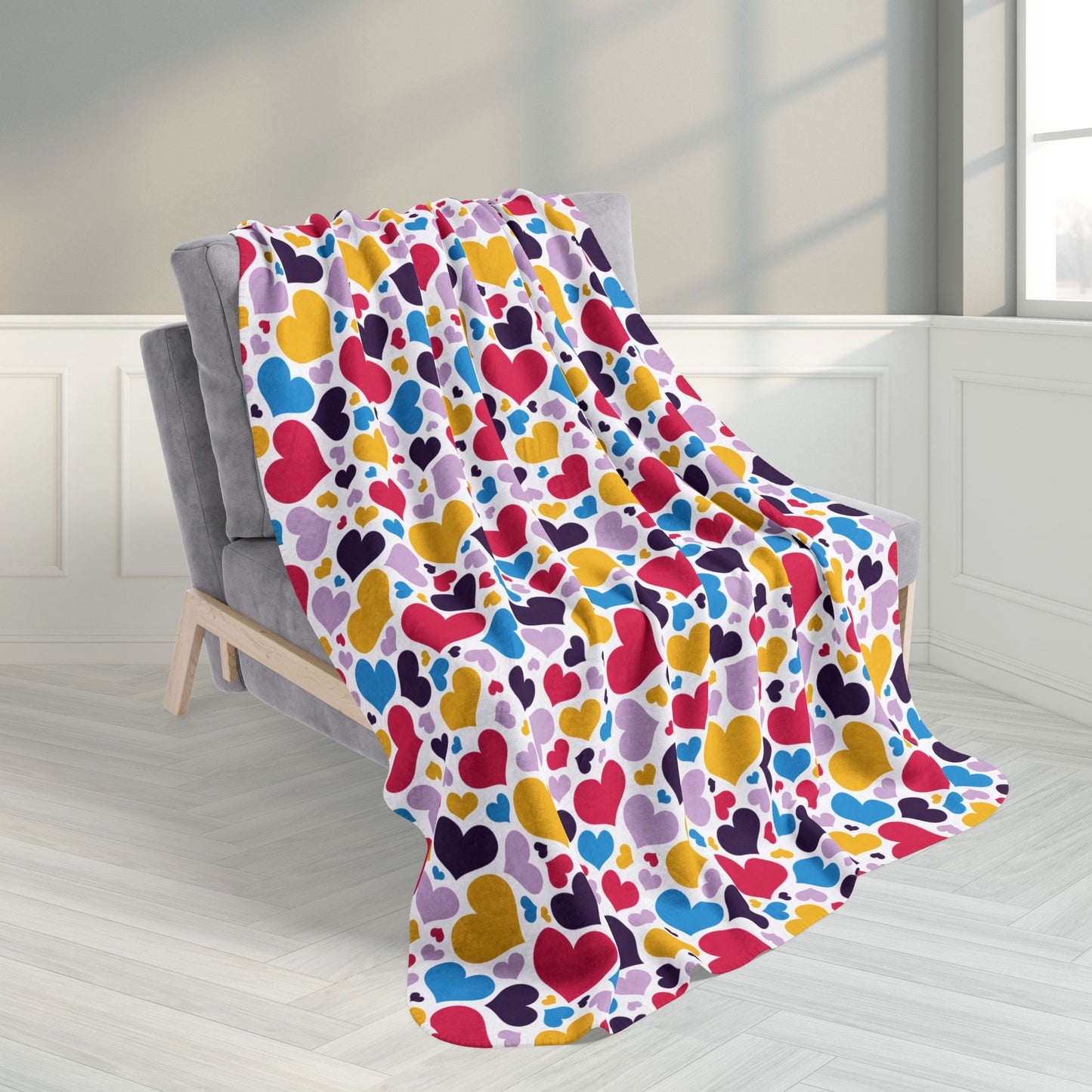 Polyamory Pride Valentine’s Day Hearts White Fleece Sherpa Blanket