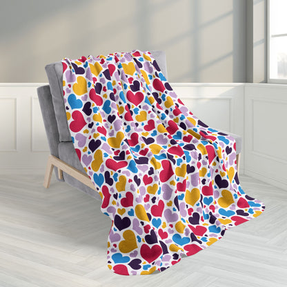 Polyamory Pride Valentine’s Day Hearts White Fleece Sherpa Blanket