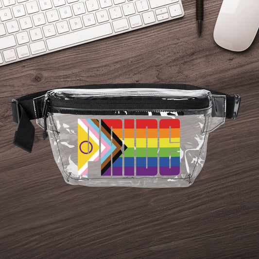 One size Clear Black Intersex-Inclusive Rainbow Progress Pride Clear Fanny Pack