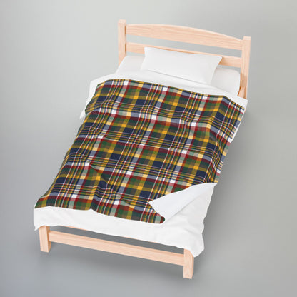 Christmas Blue & Yellow Plaid Milwaukee WI Plaid Velveteen Plush Blanket