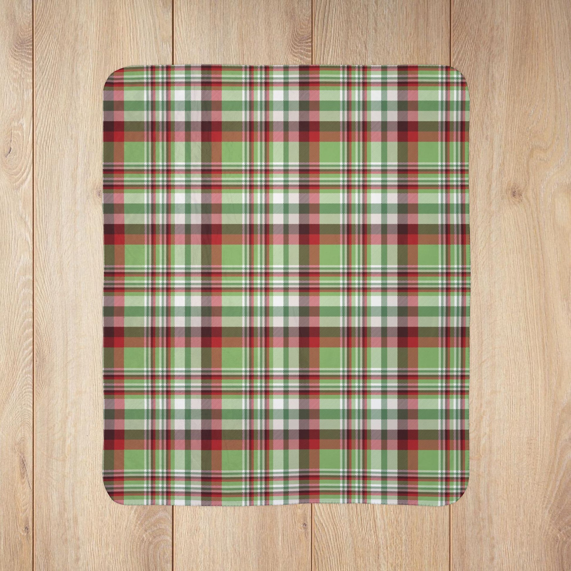 Christmas Classic Red & Green Plaid Fleece Sherpa Blanket