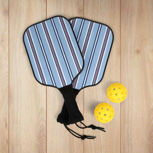 Blue Nautical Striped Pickleball Paddles