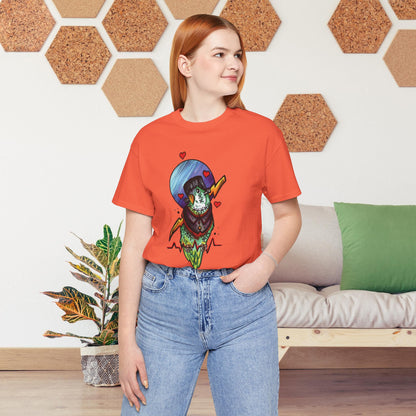 Frankenstein Lovebird, Hand-Drawn & Hand-Colored Tee