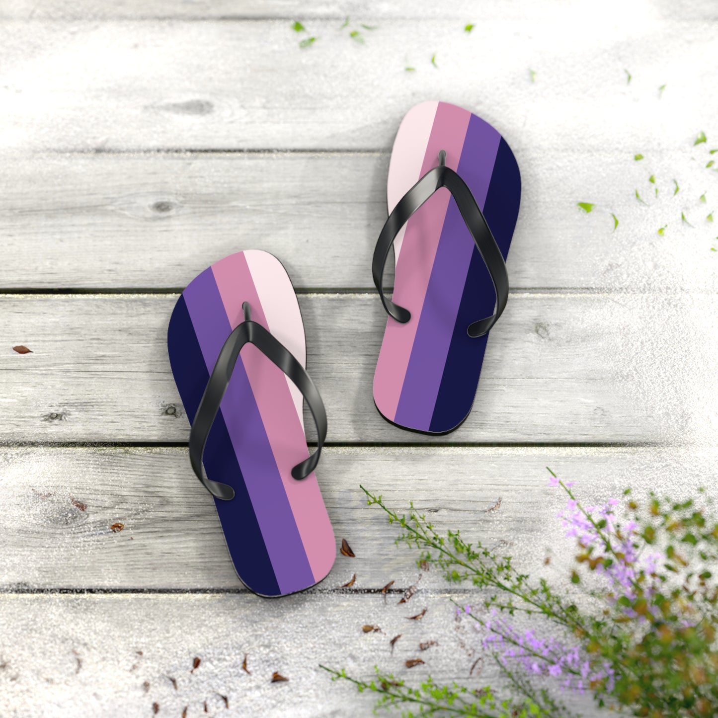 S Black sole Asexual Spectrum Pride Flip Flops