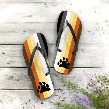 XL Black sole Bear with Paw Pride Flip Flops