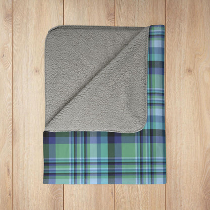 Green & Purple West Mifflin PA Plaid Fleece Sherpa Blanket