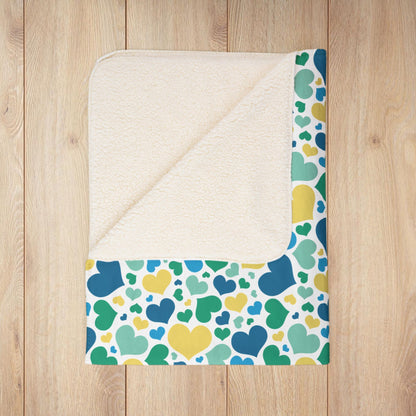 Non-Binary Boy Pride Valentine’s Day Hearts Fleece Sherpa Blanket