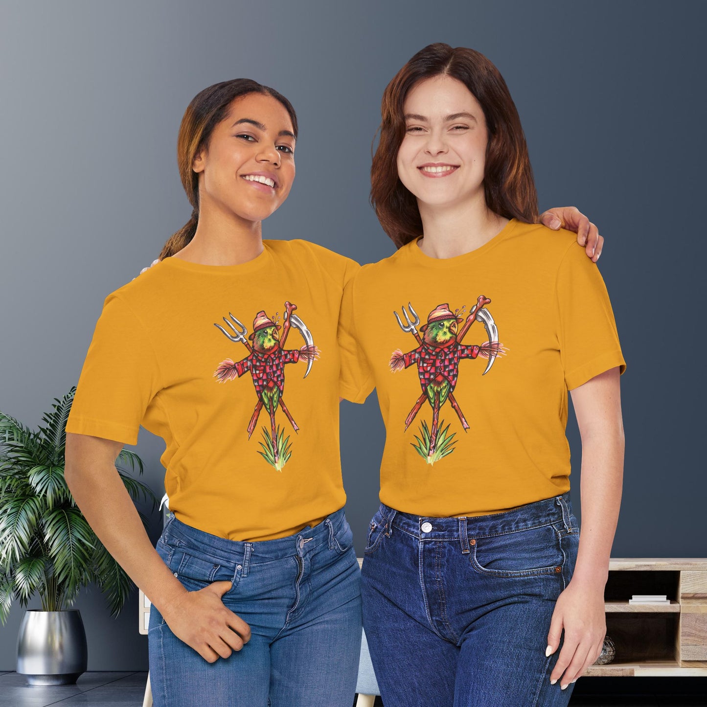 Scarecrow Lovebird, Hand-Drawn & Hand-Colored Tee