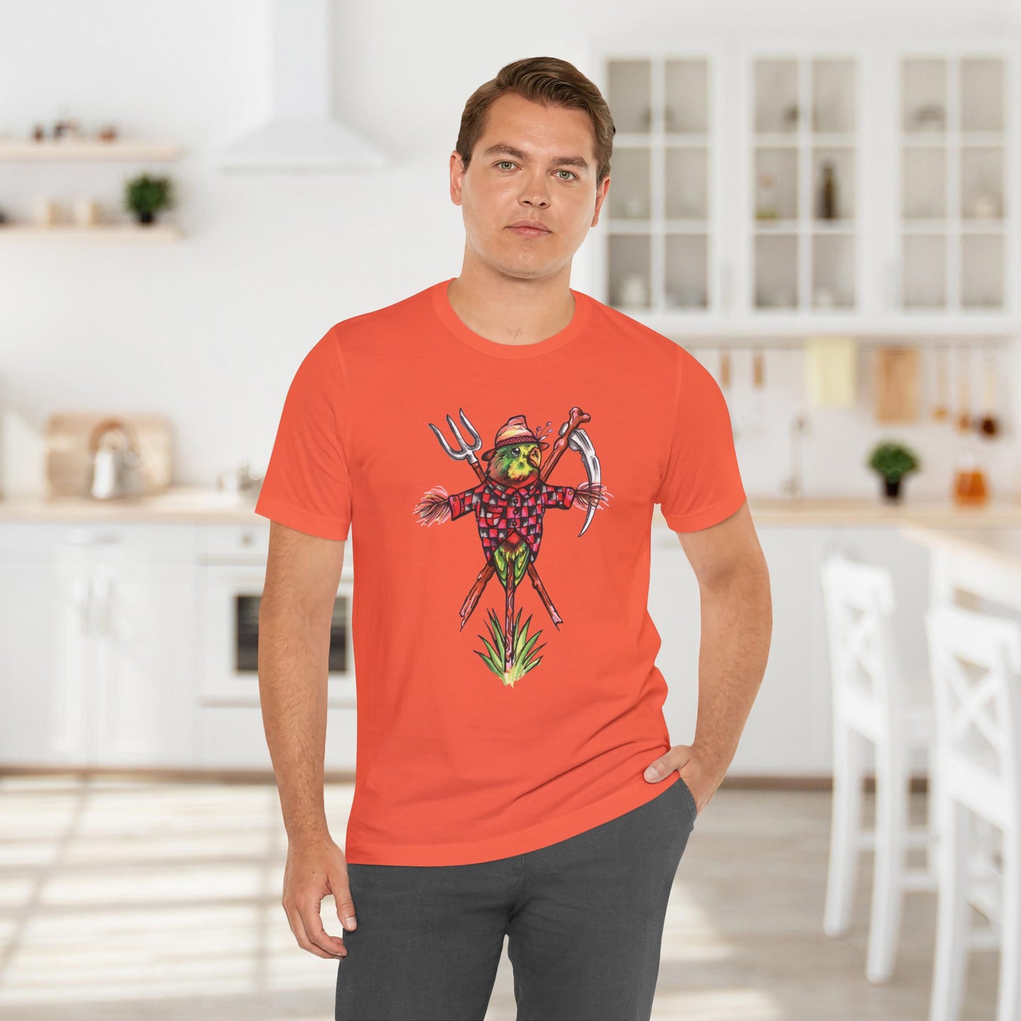 Scarecrow Lovebird, Hand-Drawn & Hand-Colored Tee