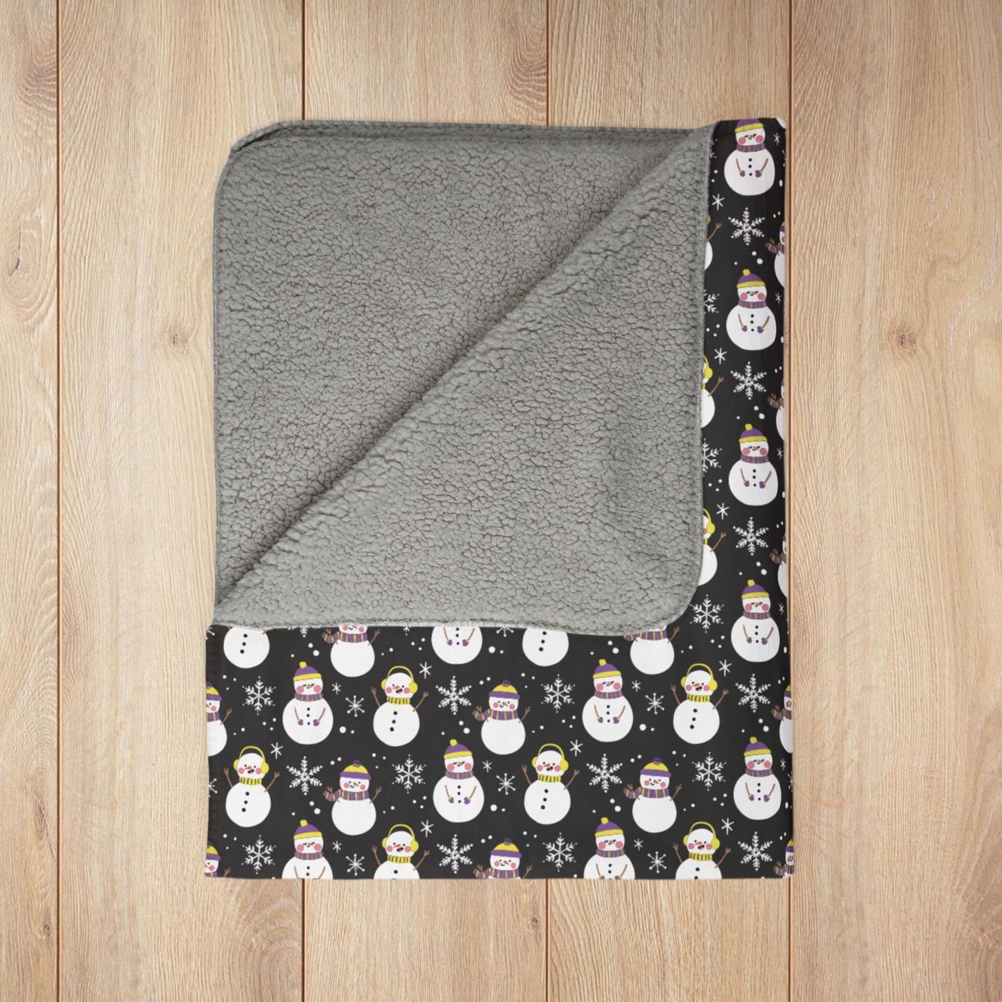 Non-Binary Pride Snowman Fleece Sherpa Blanket