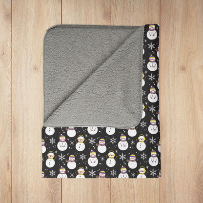 Non-Binary Pride Snowman Fleece Sherpa Blanket