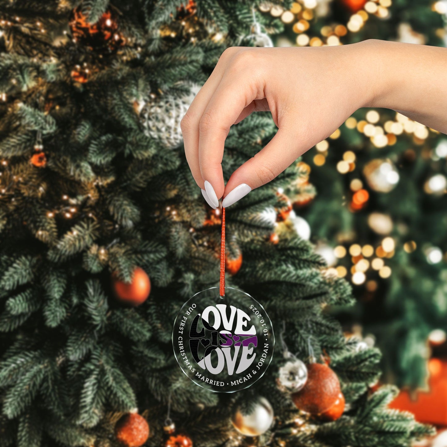 Custom Crystal Love is Love Demisexual Pride 3" Circle Ornament