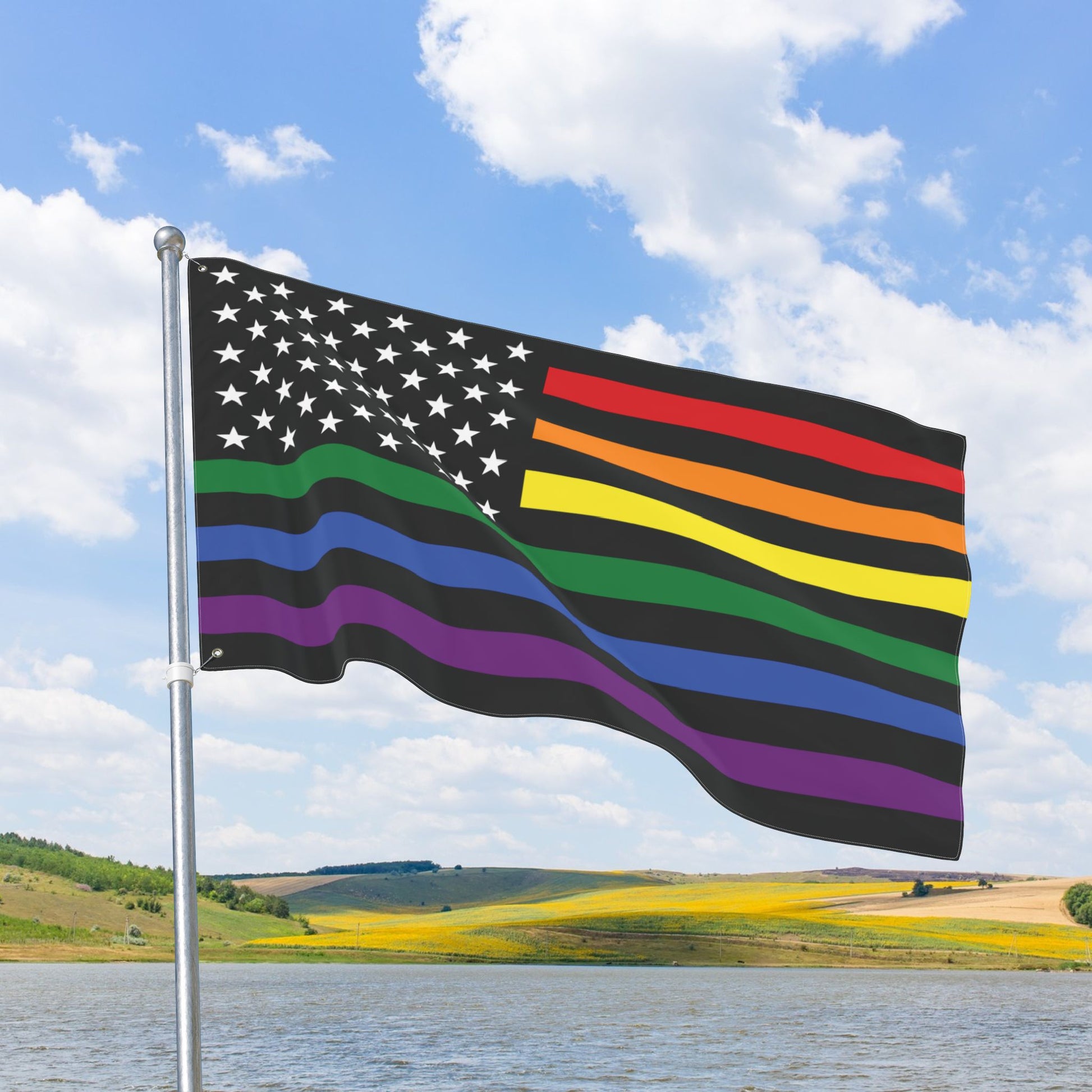 USA Rainbow Pride Flag with Grommets