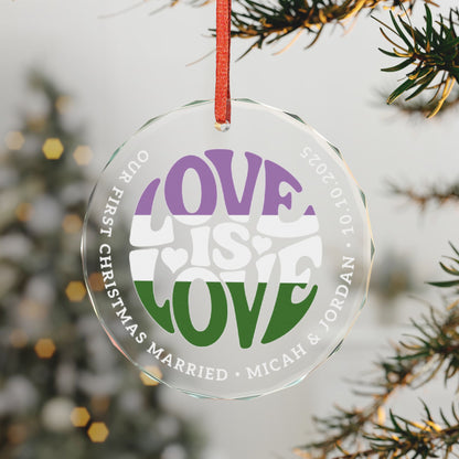 Custom Crystal Love is Love Genderqueer Pride 3" Circle Ornament